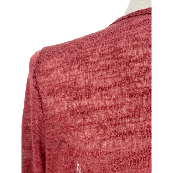 Vtg Y2K Free People Pink Lace Crochet Trim Knit Cardigan | Boho Coastal Grandma - Picture 9 of 16